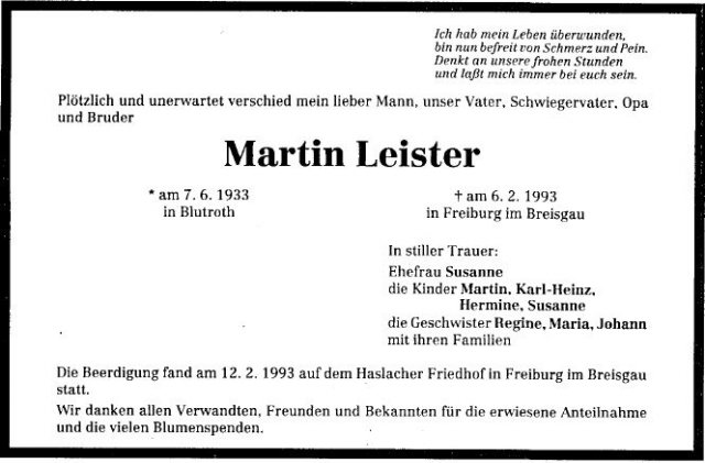 Leister Martin1933-1993 Todesanzeige